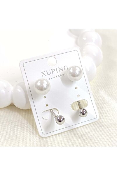 Güler Yüzlü Silver Xuping 1 cm Pearl Long Earrings White