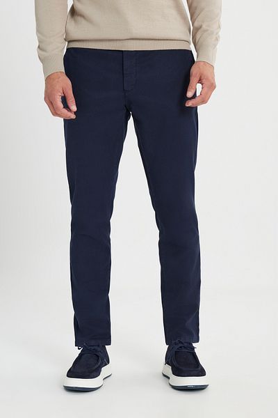 ALTINYILDIZ CLASSICS Men's Navy Blue Cotton Slim Fit Slim Fit Diagonal Pattern Pleated Side Pocket Casual Pants