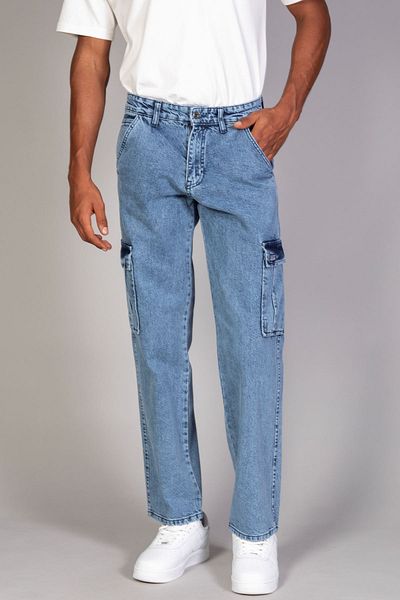LTC Jeans Мъжки светлосини широки дънкови панталони Cargo с удобна кройка
