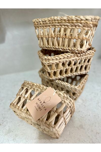 AFRALYAHOME Σπίτι/διακόσμηση Ειδικού Σχεδιασμού Ψάθινο καλάθι πολλαπλών χρήσεων / Organizer / ψάθινο μπολ ψωμιού 18 εκ.