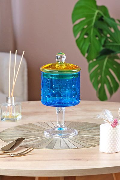 Glore Turquoise Yellow Standing Bowl
