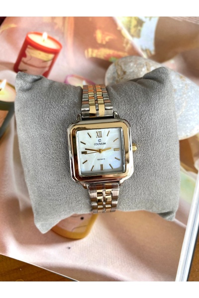Coliseum Square Gold-Silver Women's Wristwatch