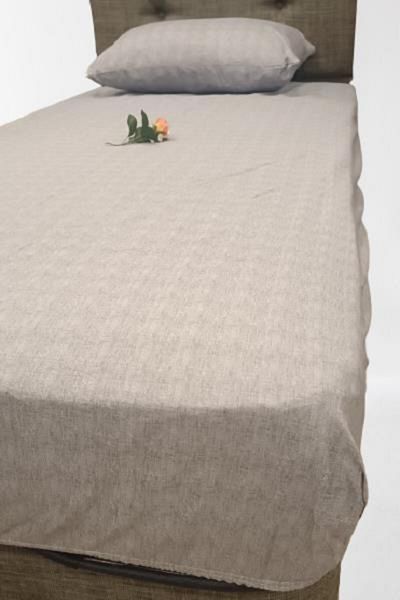 BENGİ TİCARET Bed Sheet Fitted 90300 Single Kitten Color Cream Linen Cotton Fabric Pillowcase