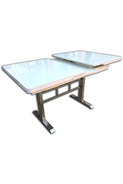Ankara Mobilya Masa 12502 Ayak Japon Model Metal Nikelaj Çelik Kelebek Yan Açılır Temper Cam