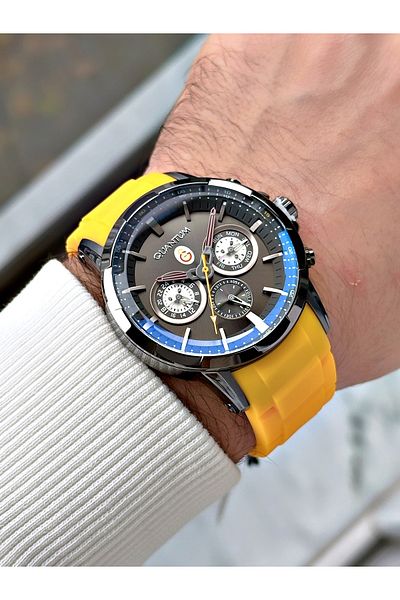Quantum Functions Active Silicone Cord Steel Case Licensed Galatasaray Fan Men's Wristwatch