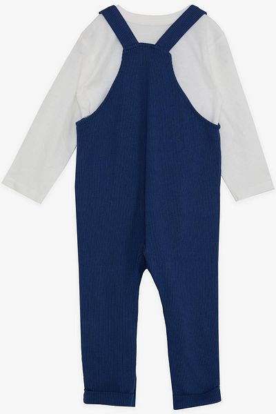 Breeze 0-1 Years Baby Boy Salopet - Long Sleeve, T-Shirt, Buttoned Pocket, Navy Blue