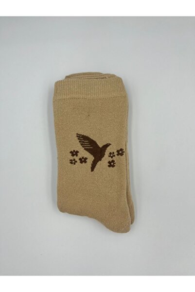 B Beşiroğlu Since 1980 Женски дебели вълнени памучни дълги чорапи с цветен мотив на гълъби, които ви държат топли и без миризма