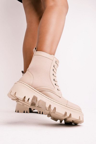 Lal Shoes & Bags Marvelous Γυναικείες Μπότες Diver Fabric Detailed-Nude