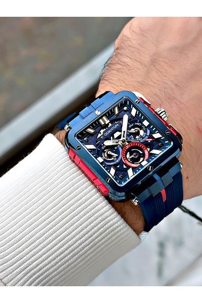 Quantum Functions Active 10 Atm Waterproof Silicone Cord Navy Blue Color Men's Wristwatch 1102.999