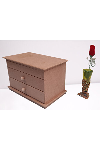 BENGİ TİCARET Hobi ERDL 12239 Dekoratif Model Makyaj Kutusu 2 Çekmece Ahşap M...