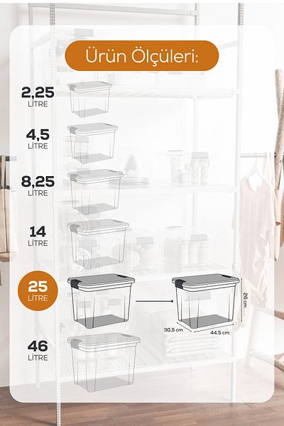 Vienev 3-Piece 25 Liter Storage and Supply Box with Lock Lid 33125