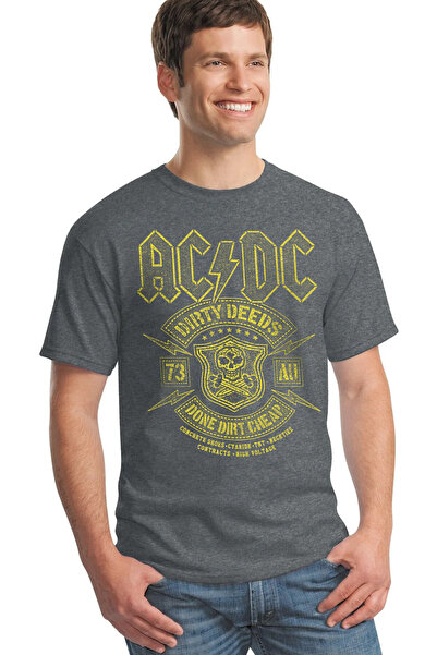 ROCKANDROLL Ανδρικό κοντομάνικο ανθρακί μπλουζάκι Snowy Acdc