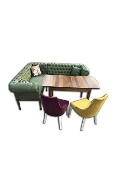 Ankara Mobilya Köşe Tk 12434 Chester Model Kayın Torna Aslan Ayak Kapiton bab...