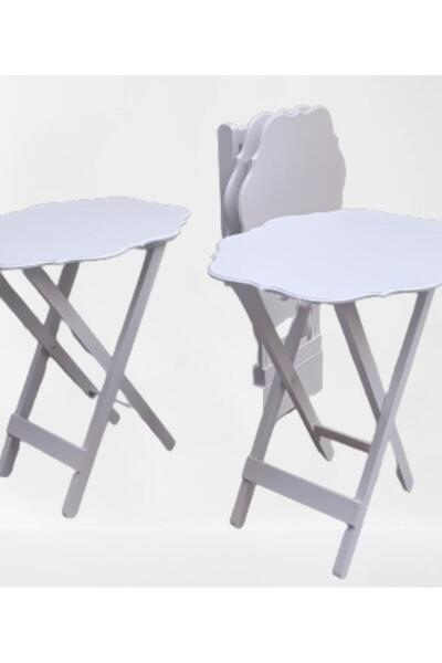 BENGİ TİCARET Zigon Çanta 90094 Sehpa Yonca Takım Model Ahşap MDF Parlak Beya...