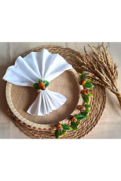 ÖZC Home 6-Piece Acorn Napkin Ring Ring Dining Table Ornament