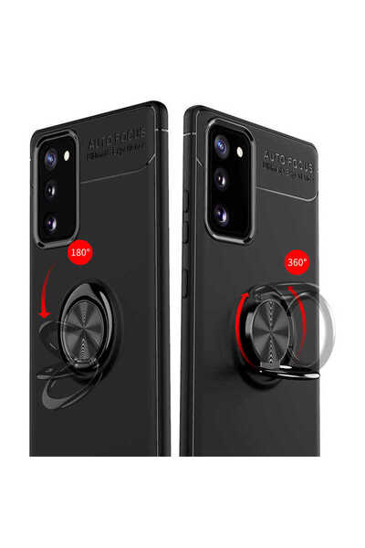halkhouse Galaxy Note 20 Uyumlu Kılıf Auto Focus Yüzüklü Standlı Ravel Silikon Kapak