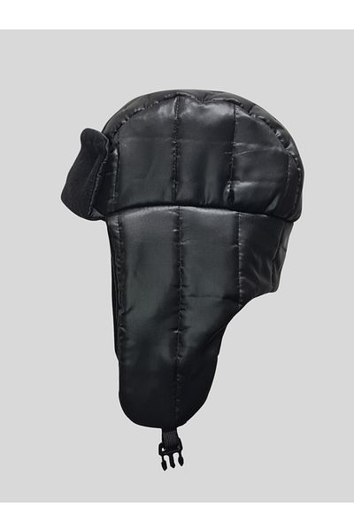 GYES Winter Waterproof Uşanka Hat with Fleece Inside Adult - Child Unisex Bright Black