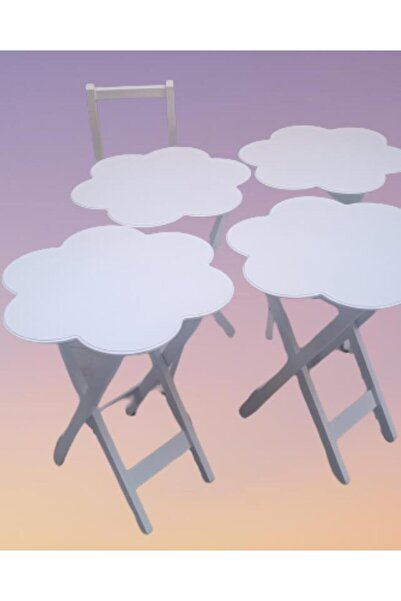 BENGİ TİCARET Zigon Çanta 90114 Sehpa Papatya Dörtlü Model Ahşap MDF Parlak B...