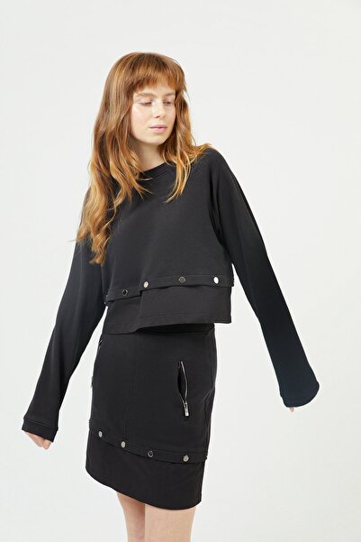 rue Μαύρο φούτερ με φαρδιά κοπή