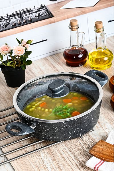 FİTHOME Crush Granite Fireproof Non-Stick Heavy Duty Rice Pot Handheld Non-Burning Handles