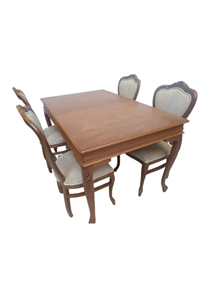 BENGİ TİCARET Masa-sandalye 18495 Klasik Model Kayın Aslan Ayak OymaLI Ceviz ...