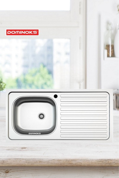 Dominoks Best100 Tek Göz Düz Tezgah Üstü Krom Evye 50x100cm (SAĞ)