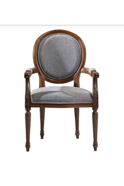 BENGİ TİCARET Sandalye 19773 Zus036 Model kolçak oyma Madalyon Model Gri Kuma...