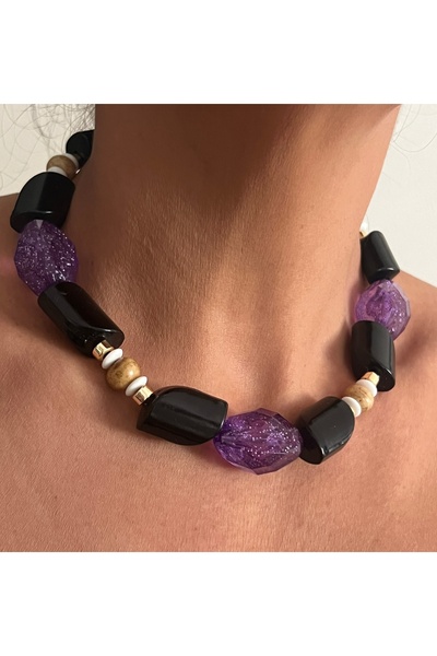 tones official Tasarım Afrika Tahta/Kemik ve Akrilik Boncuklu İri/Büyük Bohem...