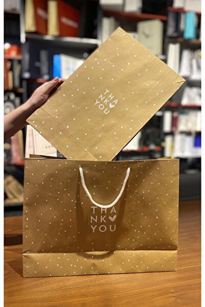 AkalBatu No1 25'li Modern Seri Kraft Çanta - Esmer - 40x30x12 Cm