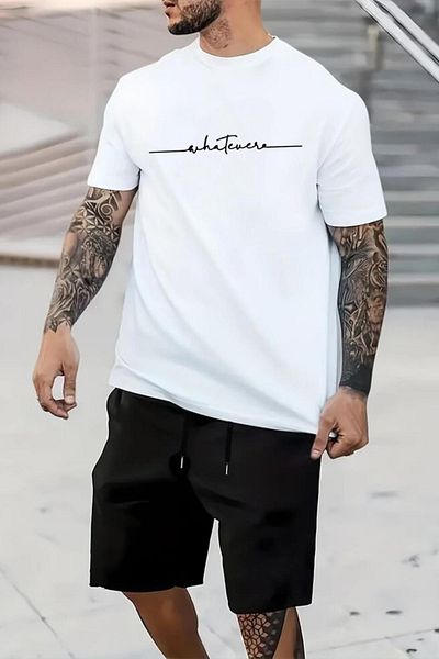 NO 601 Ανδρικό λευκό μπλουζάκι Whatever Printed Oversize