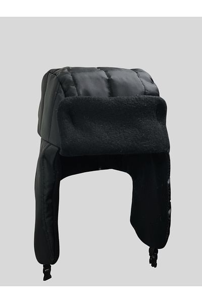 GYES Winter Waterproof Uşanka Hat with Fleece Inside Adult - Child Unisex Matte Black