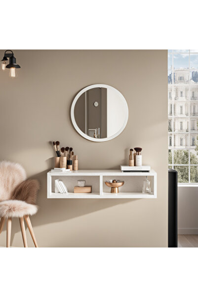 L'occi Concept Claria Aynalı Duvara Monte Makyaj Masası Kapaklı Beyaz CL2-W