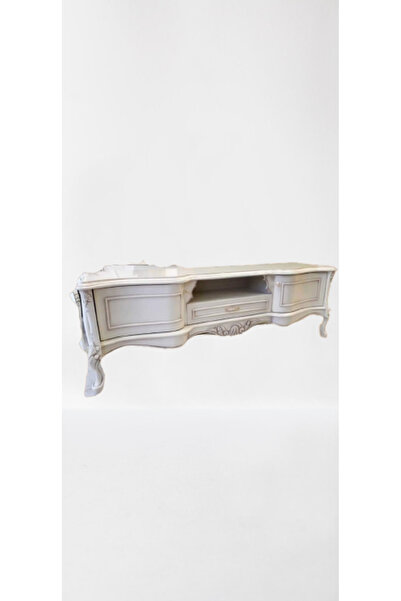 BENGİ TİCARET Tv Sehpa ST 17457 Veli Klasik Model Bombe Kayın Aslan Ayak Oyma Nakış Gölge BEYAZ