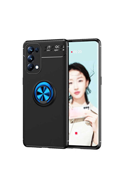 halkhouse Oppo Reno 5 5G Uyumlu Kılıf Auto Focus Yüzüklü Standlı Ravel Siliko...