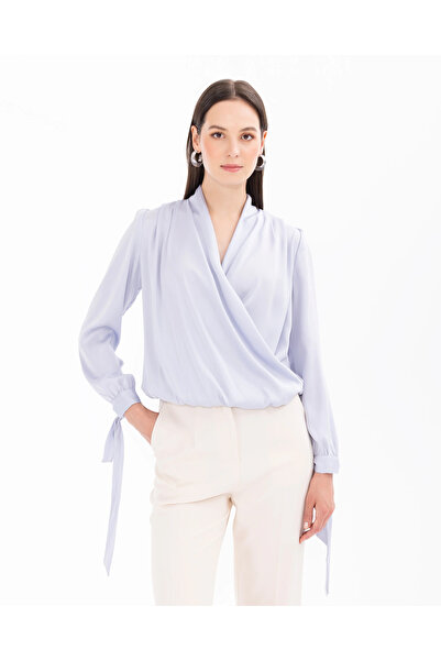 SEÇİL Kruvaze Yaka Kol Detaylı Şık Bluz