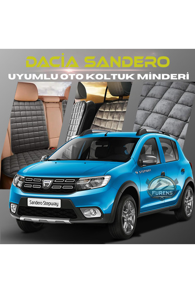 SHOOPLAA طقم وسائد مقعد السيارة بلون أنثراسايت من Dacia Sandero مع جيوب ريش ت...