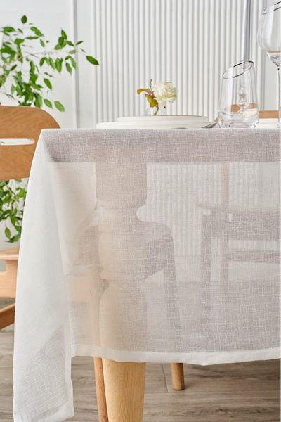 Karaca Κάλυμμα τραπεζιού Christina Linen Look 140 x 200 cm Λευκό