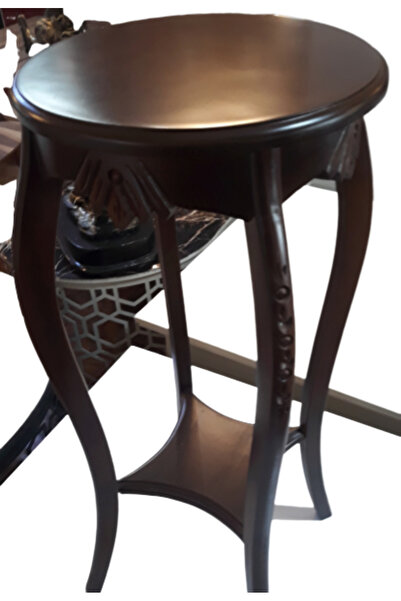 BENGİ TİCARET Fiskos 13904 Çiçeklik Oval Model Kayın Kaplama ve ayak Parlak Ceviz Oyma El Yapım