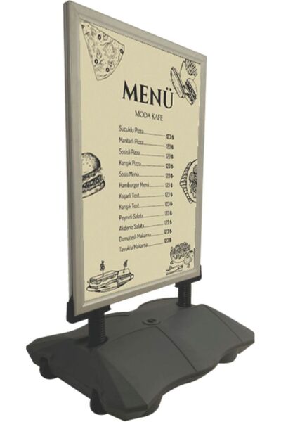 RTS REKLAM (B2-529x729mm) Yaylı Çift Taraflı Tekerlekli Kaldırım Panosu Su De...