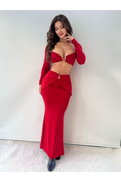 pink life Red Buckle Micro Fabric Maxi Double Set