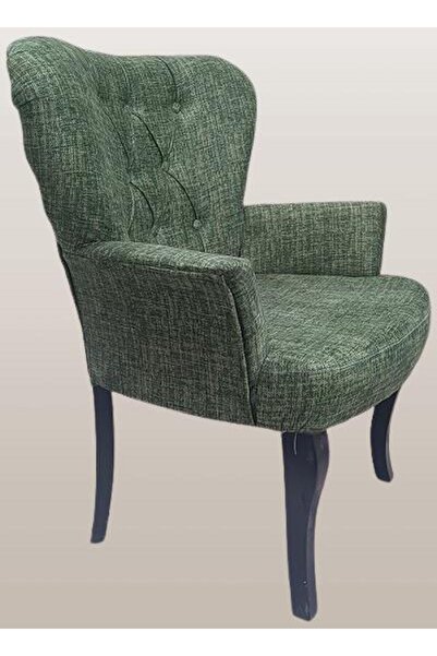 BENGİ TİCARET Sandalye Berjer 90297 Geniş Oturum Keten Kumaş Kayın Aslan Ayak...