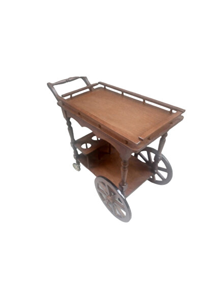 BENGİ TİCARET Servis Araba sehpa 19394 Büyük Teker Model Kayın Natüre ceviz B...