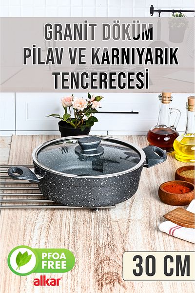 FİTHOME Crush Granite Fireproof Non-Stick Heavy Duty Rice Pot Handheld Non-Burning Handles