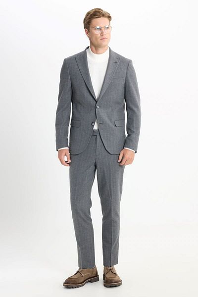 ALTINYILDIZ CLASSICS Slim Fit Slim Fit Swallow Neck Striped Flap Pocket Stretchy Dark Gray Suit