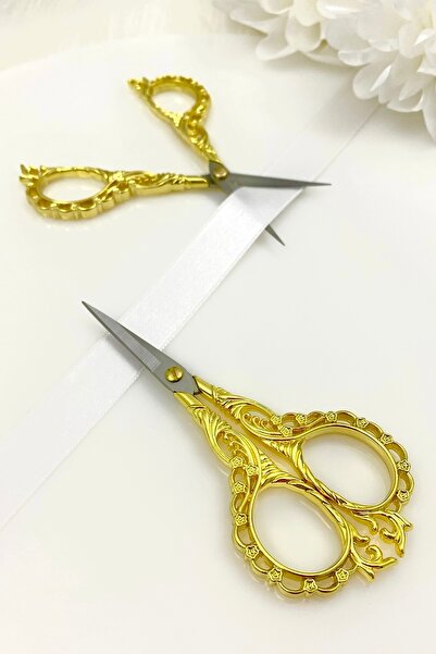 ZEYMERADE Gold Söz Nişan Makası, Kurdele Açılış Özel Gün Merasim Dikiş Nakış ...