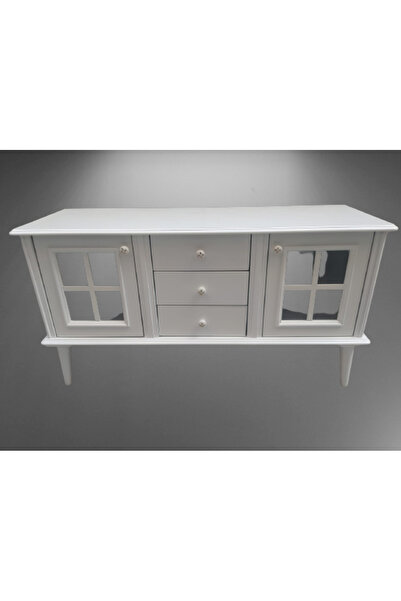 BENGİ TİCARET Tv Sehpa ST 17451 Pencere Model Ahşap Kayın Retro Ayak Parlak C...