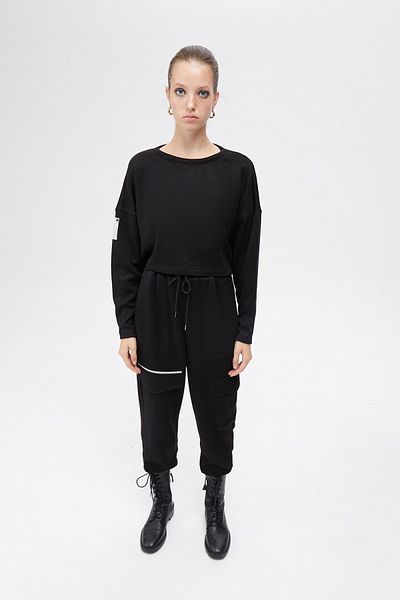 Rue Studio Черен къс суитшърт