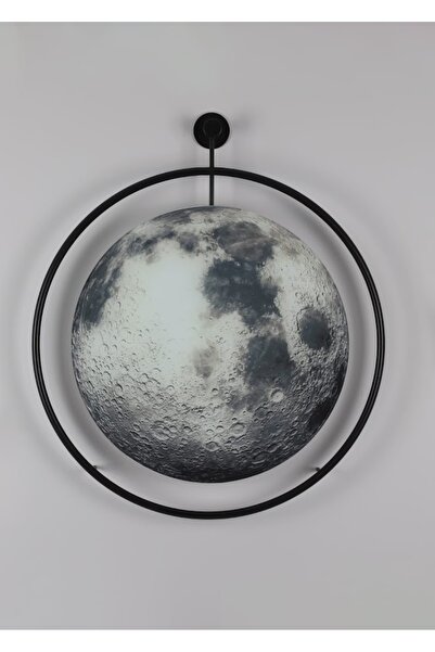 Wallover Design Moonglass (KABLOSUZ PİLLİ LEDLİ) Lüx Dolunay Ledli Tablo - Modern Metal Camlı Tablo