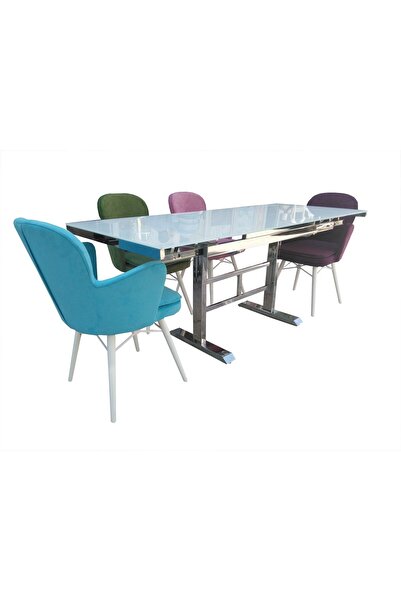 BENGİ TİCARET Masa-Sandalye 13696 Kelebek Kayın Retro MANUEL Tk Yan Açıl Cam ...