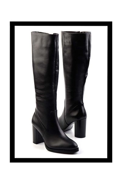 Bambi Black Genuine Leather Women's Boots K 03351322503